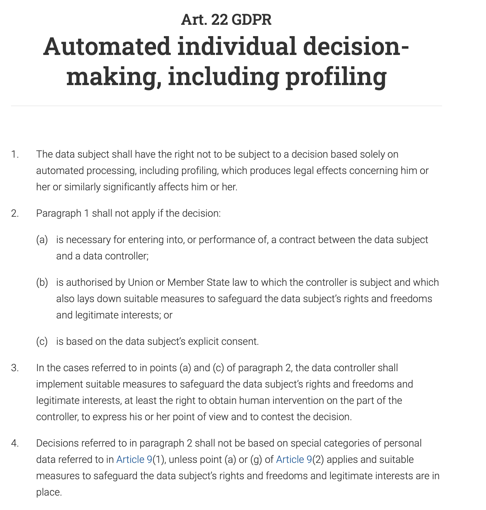 Art.22 of GDPR